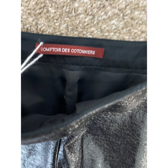 COMPTOIR DES COTONNIERS WOMEN'S BLACK FAUX PATENT LEATHER MINI SKIRT SZ 36/M NWT - Picture 4 of 5